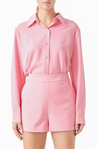 Endless Rose Solid Button-up Shirt In Light Pink
