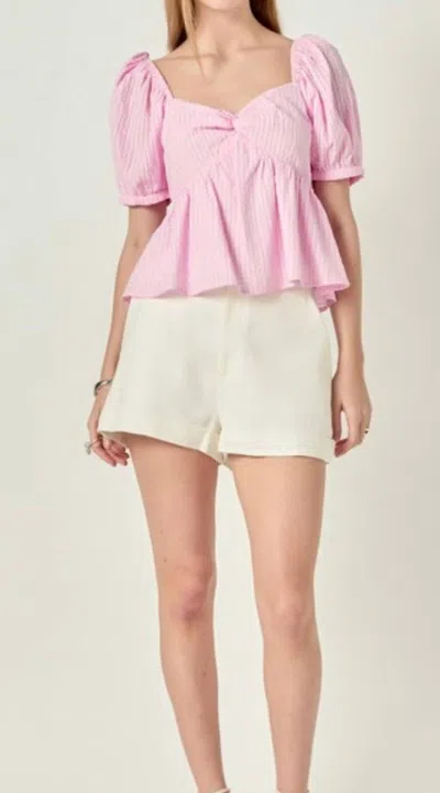 Endless Rose Sophie Short Sleeve Blouse Top In Pink