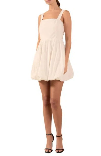 Endless Rose Square Neck Bubble Hem Cotton Minidress In Off White