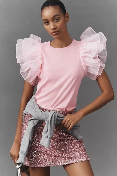 Endless Rose Statement Ruffle Top In Pink