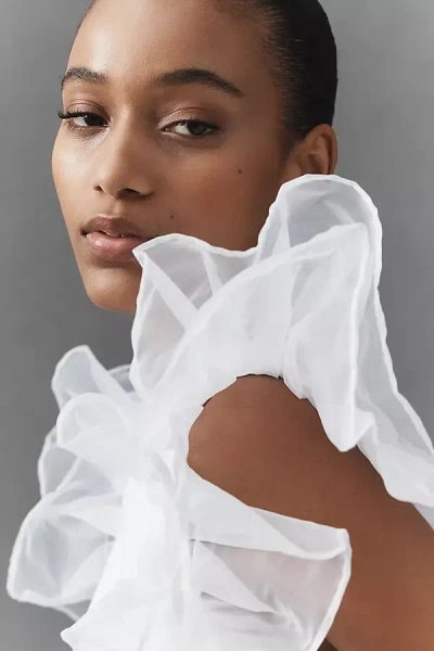 Endless Rose Statement Ruffle Top In White