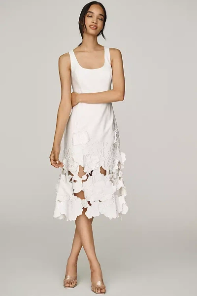 Endless Rose Strapless 3d Midi Dress In White