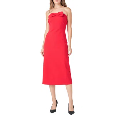 Endless Rose Strapless Bow Midi Dress In Red