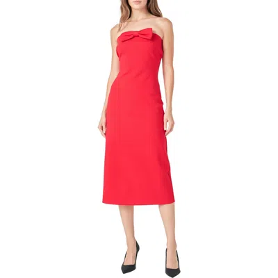 Endless Rose Strapless Bow Midi Dress In Red