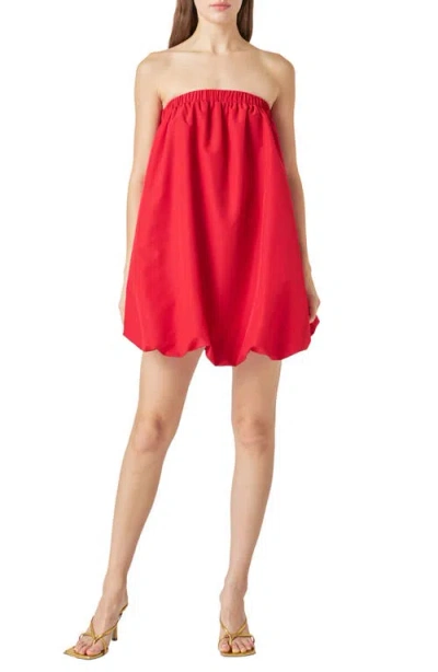 Endless Rose Strapless Bubble Minidress In Red