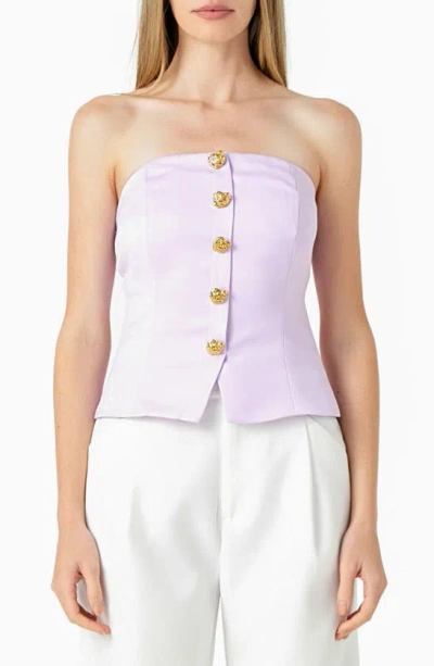 Endless Rose Strapless Button-up Top In Lilac