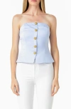 Endless Rose Strapless Button Accent Corset Top Powder Blue In Powder Blue