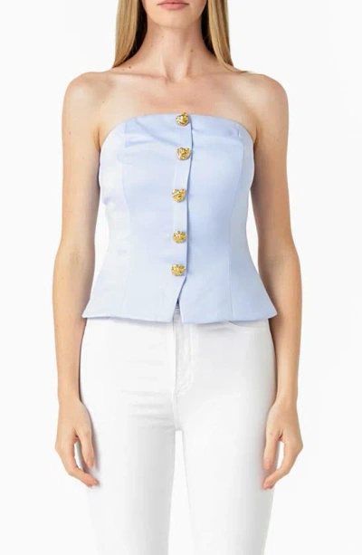 ENDLESS ROSE STRAPLESS BUTTON-UP TOP