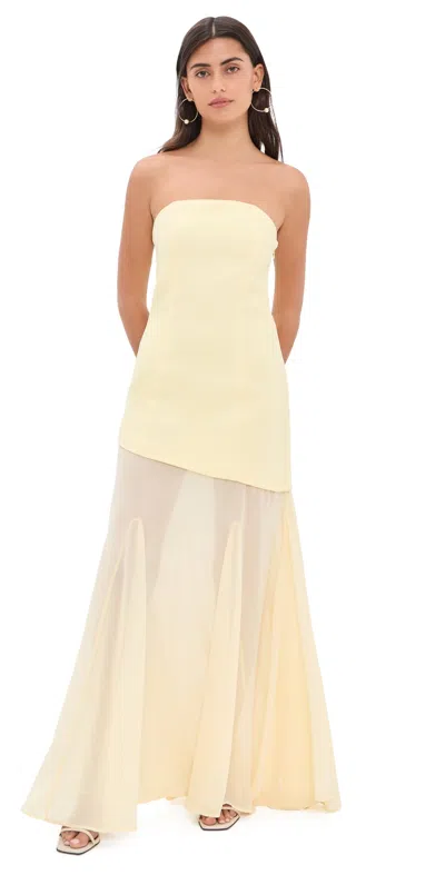 Endless Rose Strapless Combined Godet Dress Yellow