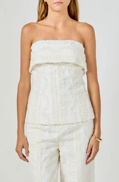 Endless Rose Strapless Embroidered Top In White