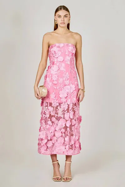 Endless Rose Strapless Floral Embroidered Maxi Dress In Icy Blue