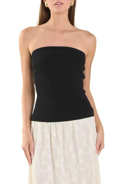 Endless Rose Strapless Knit Top In Black