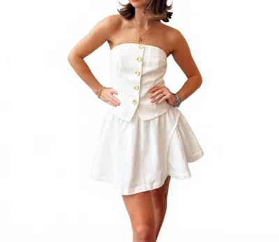 Endless Rose Strapless Linen Top In Ivory In White