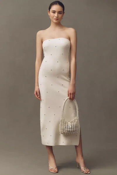 Endless Rose Strapless Pearl Midi Dress In White
