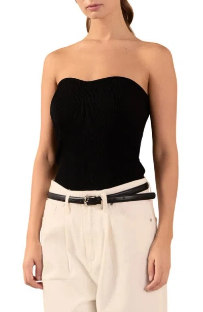 Endless Rose Strapless Rib Top In Black