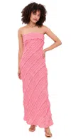 Endless Rose Strapless Textured Column Midi Dress In Pink