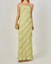 Endless Rose Strapless Ruffled Maxi Dress In Pistachio In Yellow