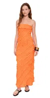Endless Rose Juliette Strapless Ruffled Maxi Dress In Orange