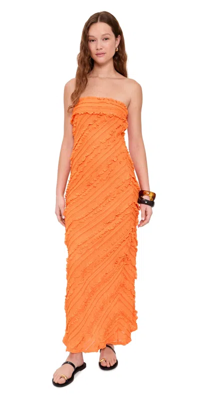 Endless Rose Juliette Strapless Ruffled Maxi Dress In Orange