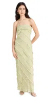 ENDLESS ROSE STRAPLESS RUFFLED MAXI DRESS PISTACHIO