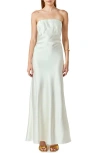 Endless Rose Strapless Satin Maxi Dress In White