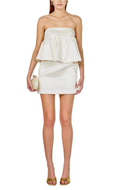 Endless Rose Strapless Satin Minidress In Neutral