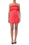 Endless Rose Strapless Satin Minidress In Red