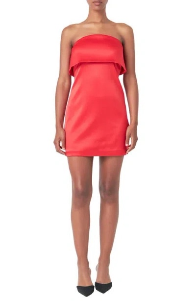 Endless Rose Strapless Satin Minidress In Red