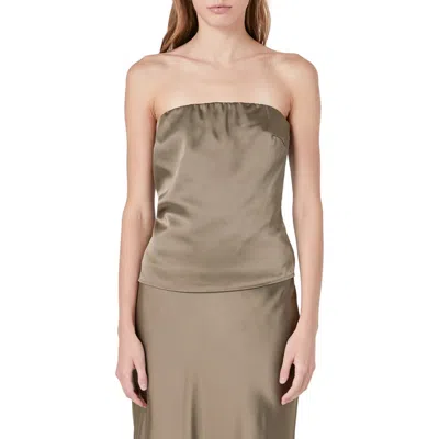 Endless Rose Strapless Satin Top In Espresso
