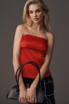 Endless Rose Strapless Satin Top In Red