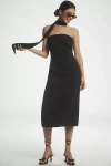 Endless Rose Strapless Scarf Column Midi Dress In Black
