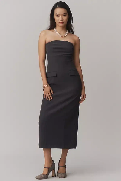 Endless Rose Strapless Slim Midi Dress In Black