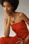 Endless Rose Strapless Textured Column Midi Dress In Red