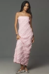 Endless Rose Strapless Textured Column Midi Dress In Pink