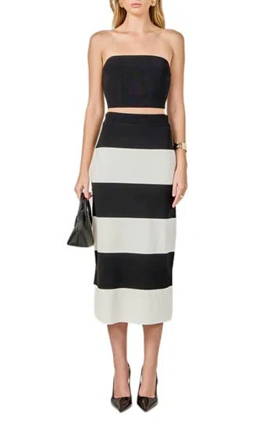 Endless Rose Strapless Top & Midi Skirt Set In Black