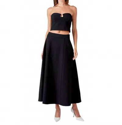 Endless Rose Strapless Top And Skirt Set In Black