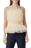 Endless Rose Strapless Tulle Peplum Top In Ivory