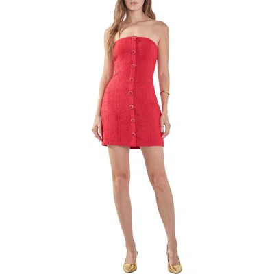 Endless Rose Strapless Tweed Minidress In Red