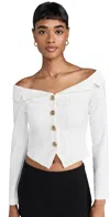 Endless Rose Stretched Off Shoulder Blazer Top Black