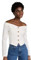 Endless Rose Stretched Off The Shoulder Blazer Top In Ivory