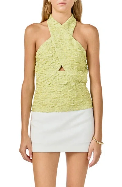 Endless Rose Stretchy Halter Top In Green
