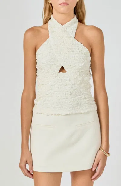 Endless Rose Stretchy Halter Top In White