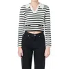 Endless Rose Stripe Collared Sweater In Ivory/black