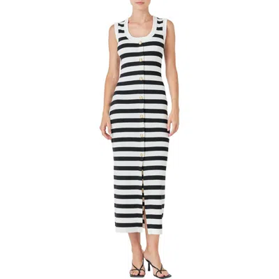 Endless Rose Stripe Knit Midi Dress In White/black