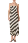 Endless Rose Blaire Stripped Maxi Slip Dress In Cream Black In Cream/ Black