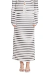 Endless Rose Stripe Rib Midi Sweater Skirt In White