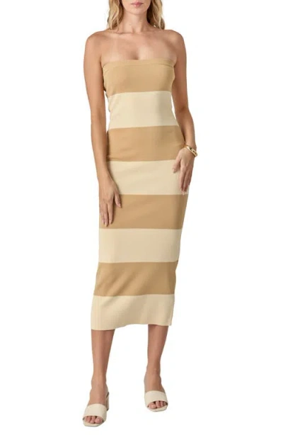 Endless Rose Stripe Strapless Tube Midi Dress