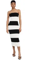 Endless Rose Stripe Strapless Tube Midi Dress In Black/white
