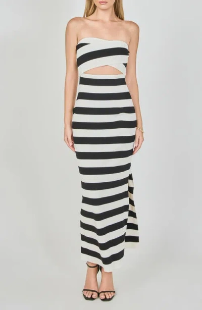 Endless Rose Striped Cutout Knit Maxi Dress In Multi