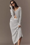 Endless Rose Striped Knit Maxi Skirt In Black